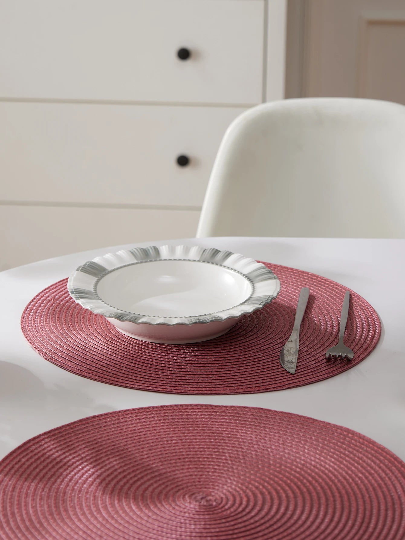 Round Braided Placemats Set of 4 Washable - COLORII