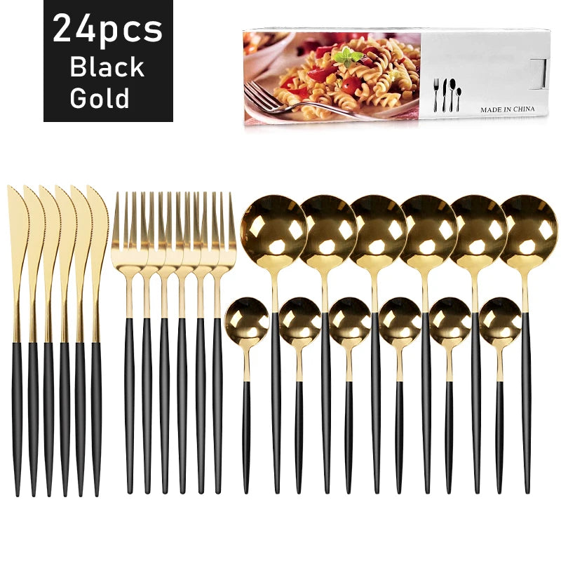 24pcs Dinnerware Set Stainless Steel Tableware - CENA