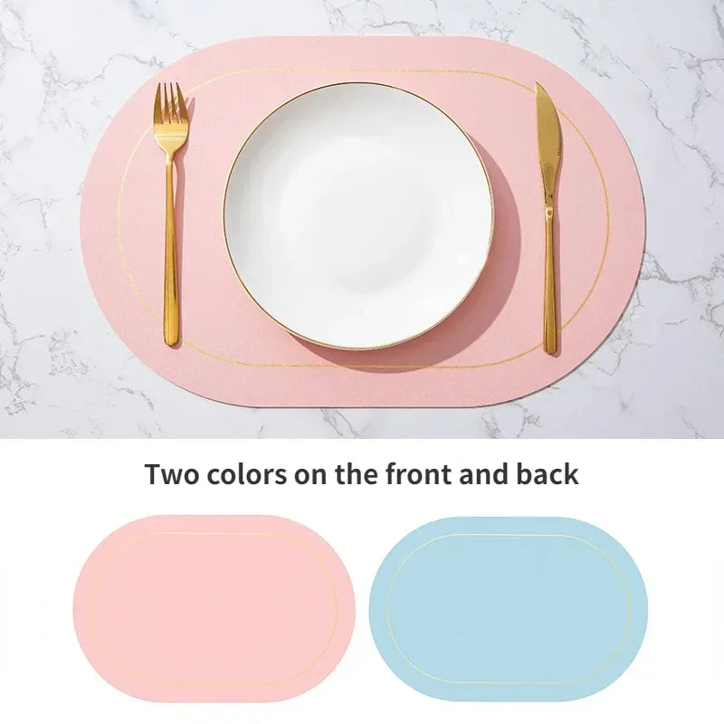 Oval Faux Leather Placemat - DUAL