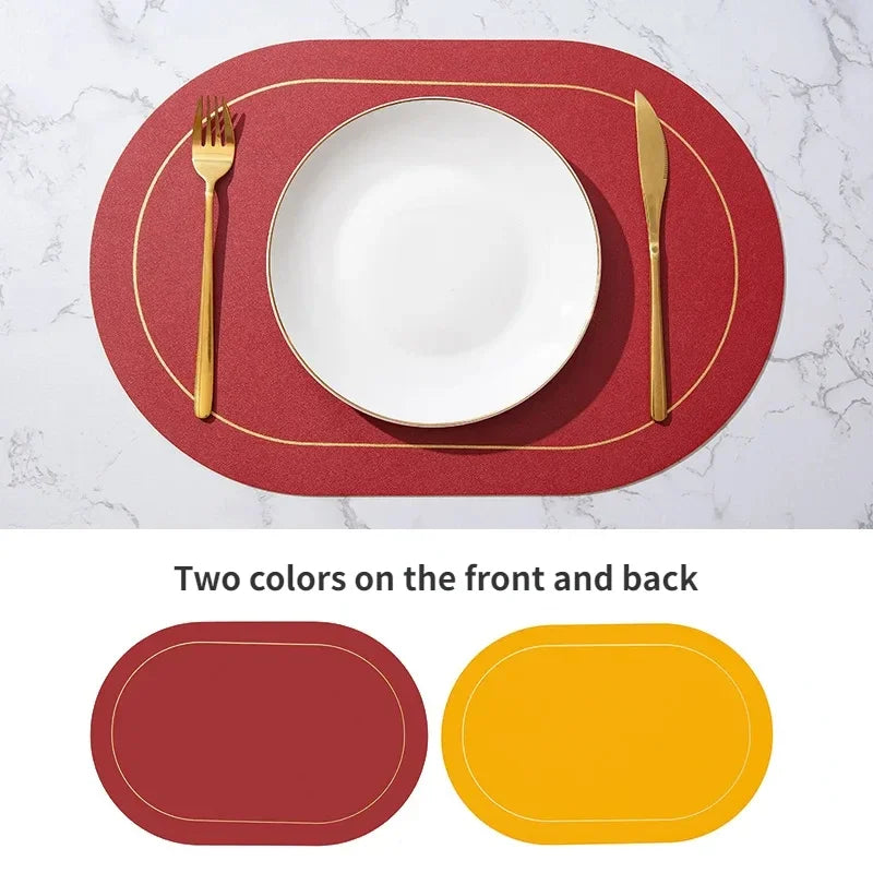 Oval Faux Leather Placemat - DUAL