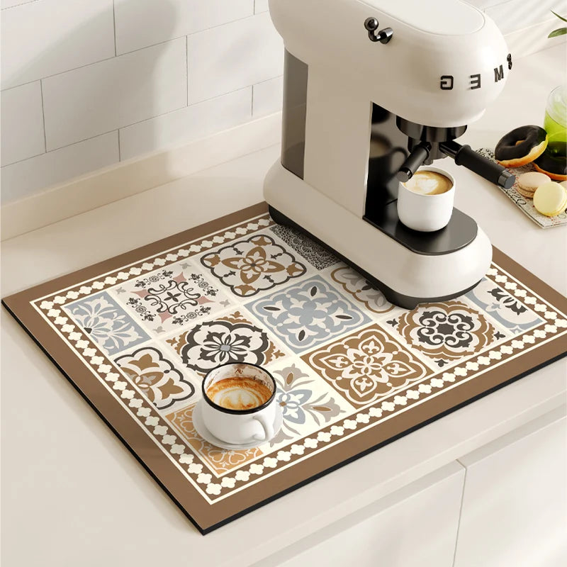 Coffee Mat Quick Drying Draining Board - RETRO