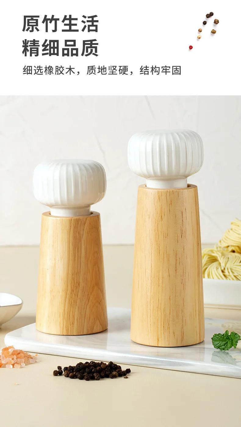 Ceramic and Wood Mill Salt and Pepper Grinder - CRUNCH