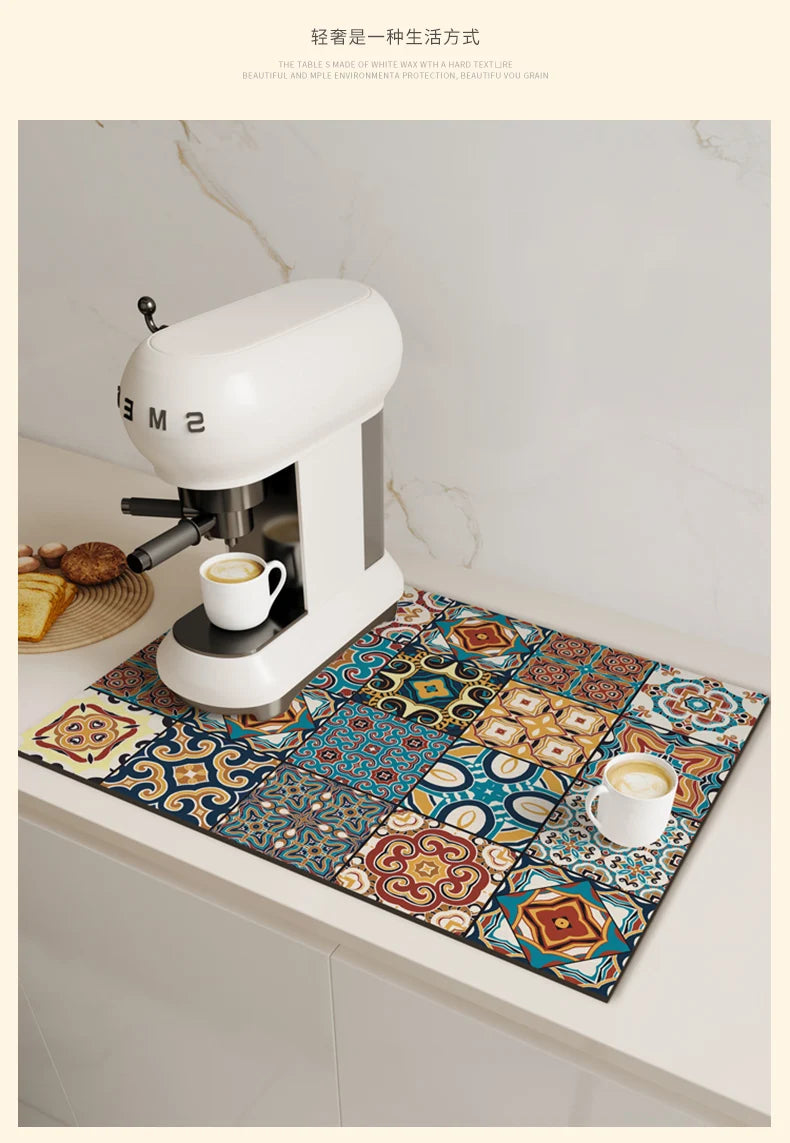 Coffee Mat Quick Drying Draining Board - RETRO