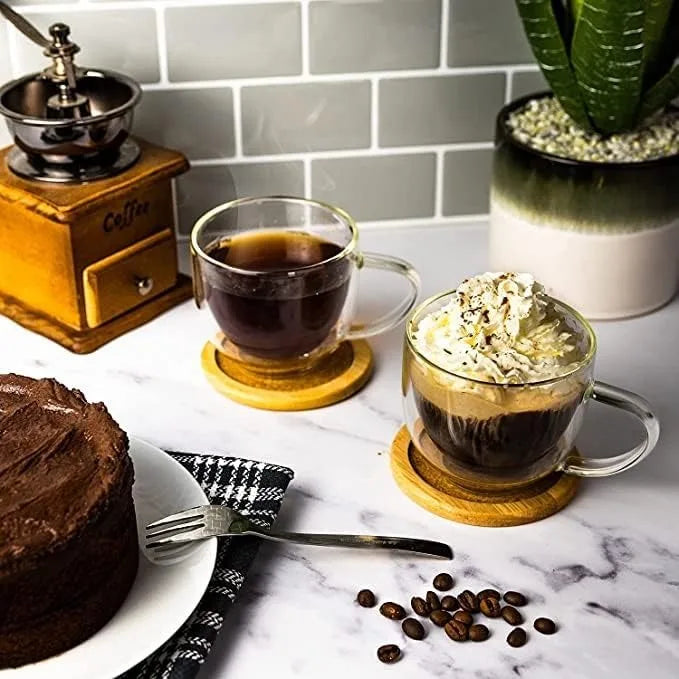 Double Glass Coffee Mugs - GLASS MUG