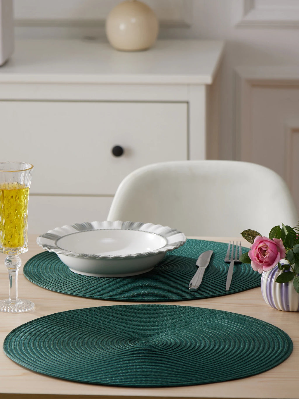 Round Braided Placemats Set of 4 Washable - COLORII