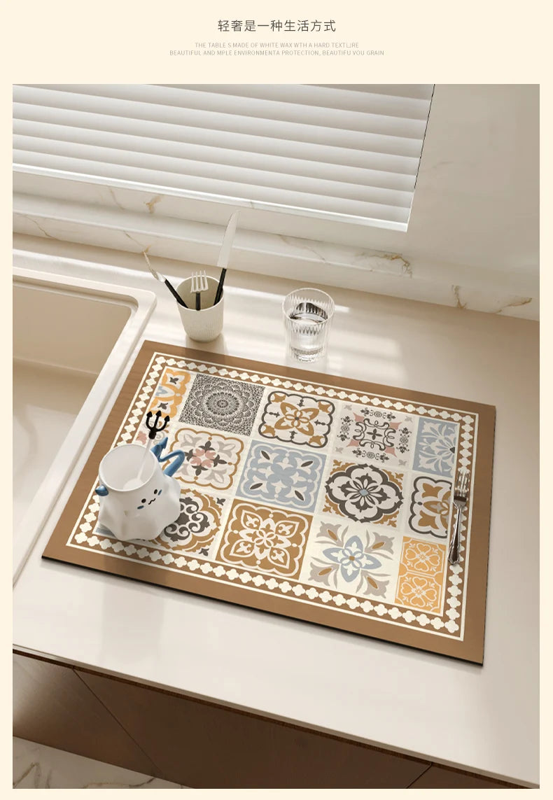 Coffee Mat Quick Drying Draining Board - RETRO