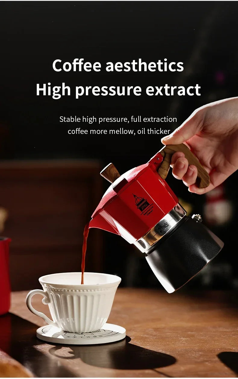 Electric Coffee Moka Pot - BLACK AND RED