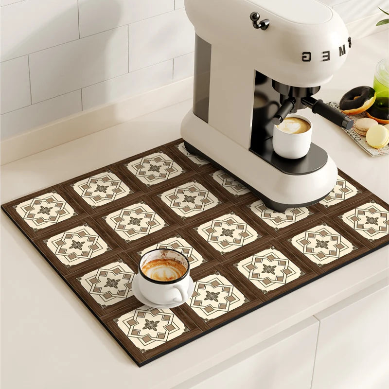 Coffee Mat Quick Drying Draining Board - RETRO