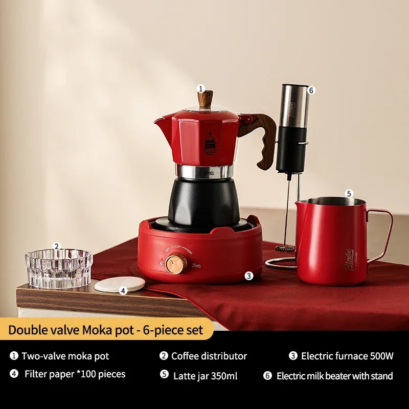 Electric Coffee Moka Pot - BLACK AND RED