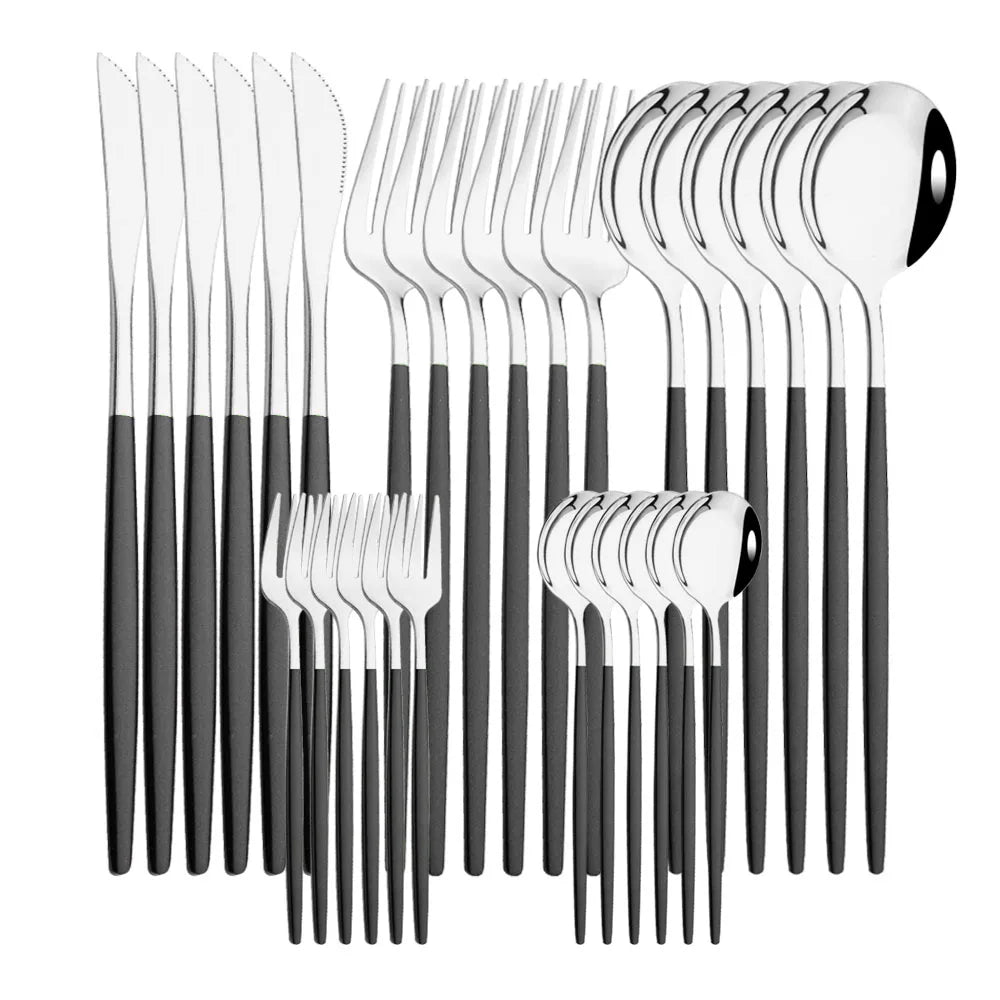 30Pcs/Set Stainless Steel Multi Colored Dinnerware Set - SHINE