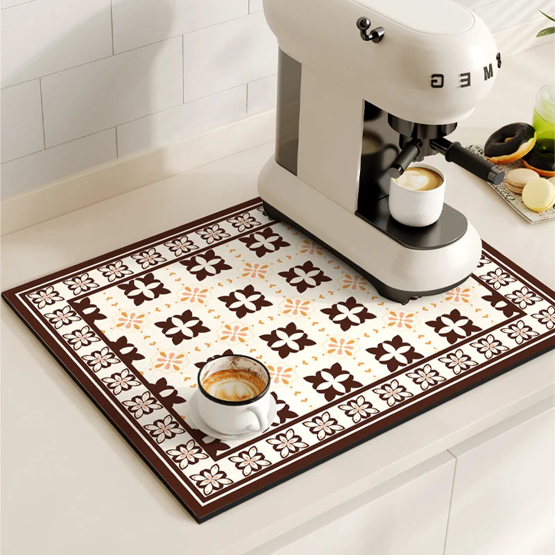 Coffee Mat Quick Drying Draining Board - RETRO