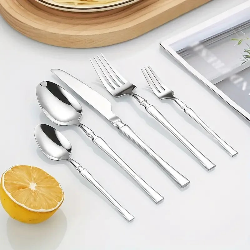 4/6/16/24pcs  Silver stainless steel cutlery - STEEL