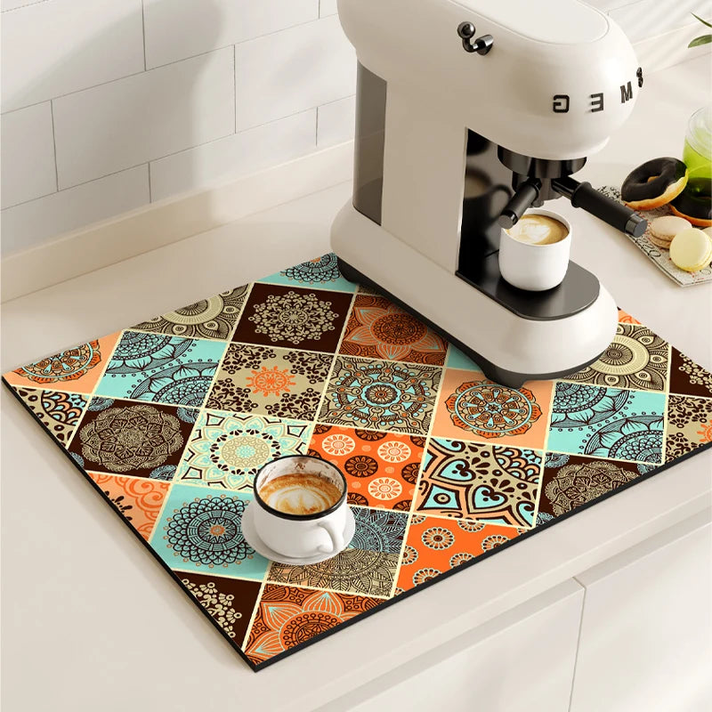 Coffee Mat Quick Drying Draining Board - RETRO