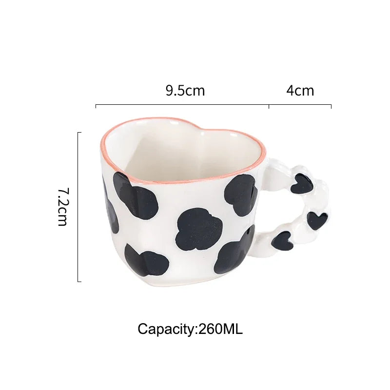 Heart Shape Coffee cup with Saucer Hand Painted - ROMANTIC