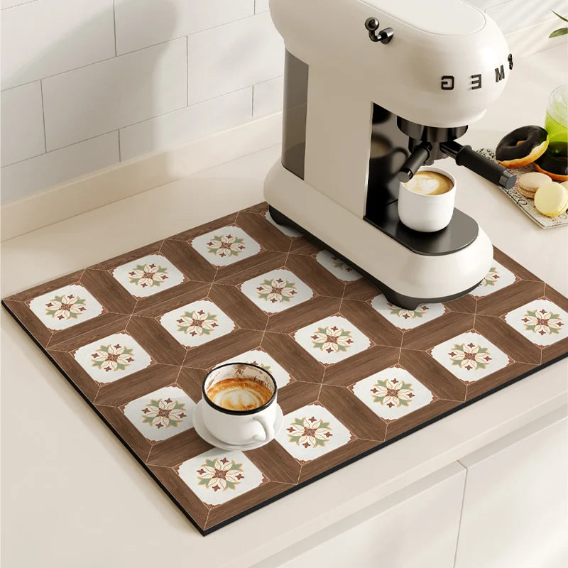 Coffee Mat Quick Drying Draining Board - RETRO