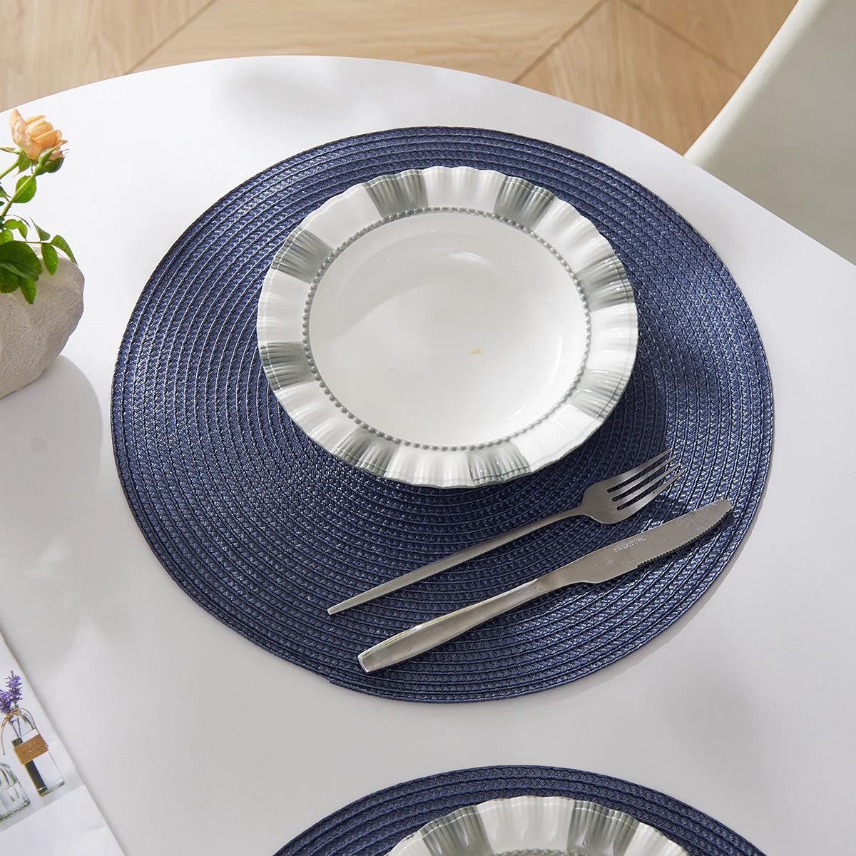 Round Braided Placemats Set of 4 Washable - COLORII