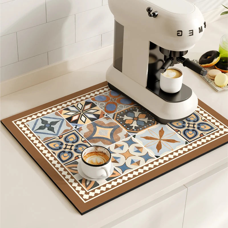 Coffee Mat Quick Drying Draining Board - RETRO