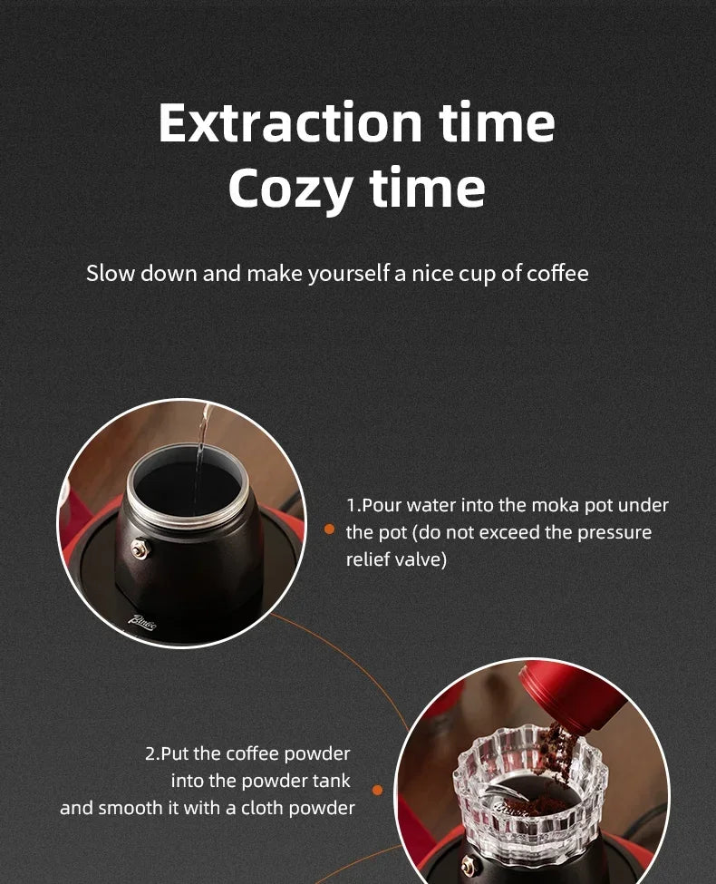 Electric Coffee Moka Pot - BLACK AND RED
