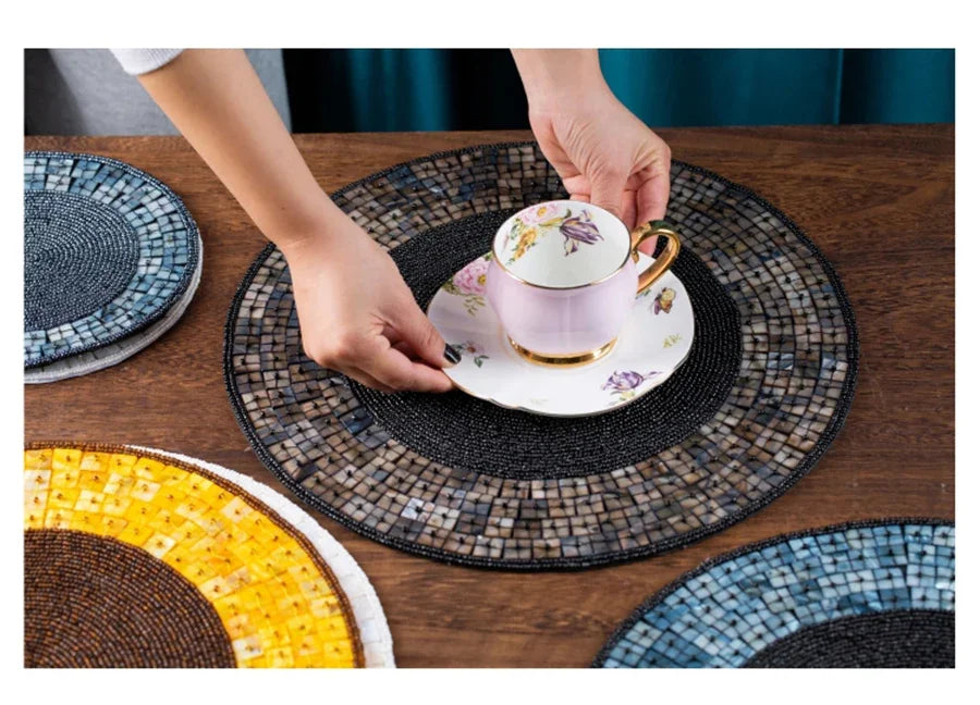 Beaded Food Placemat Luxury Home Dining - PERLA