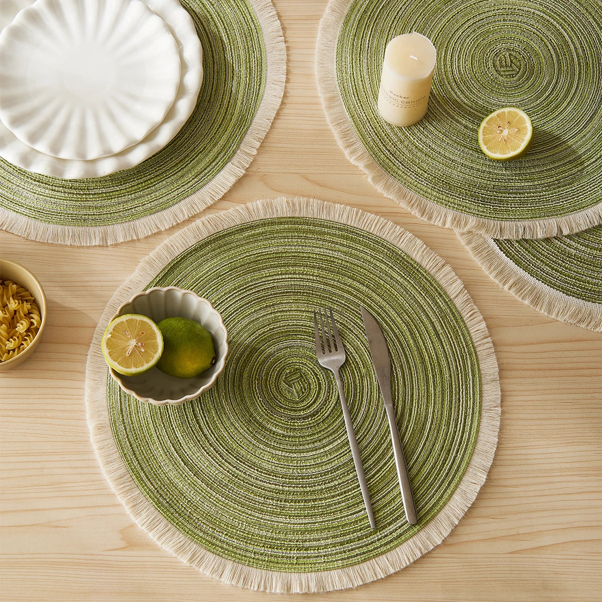 Set of 4 Fringe Woven Placemats - FRANGIA
