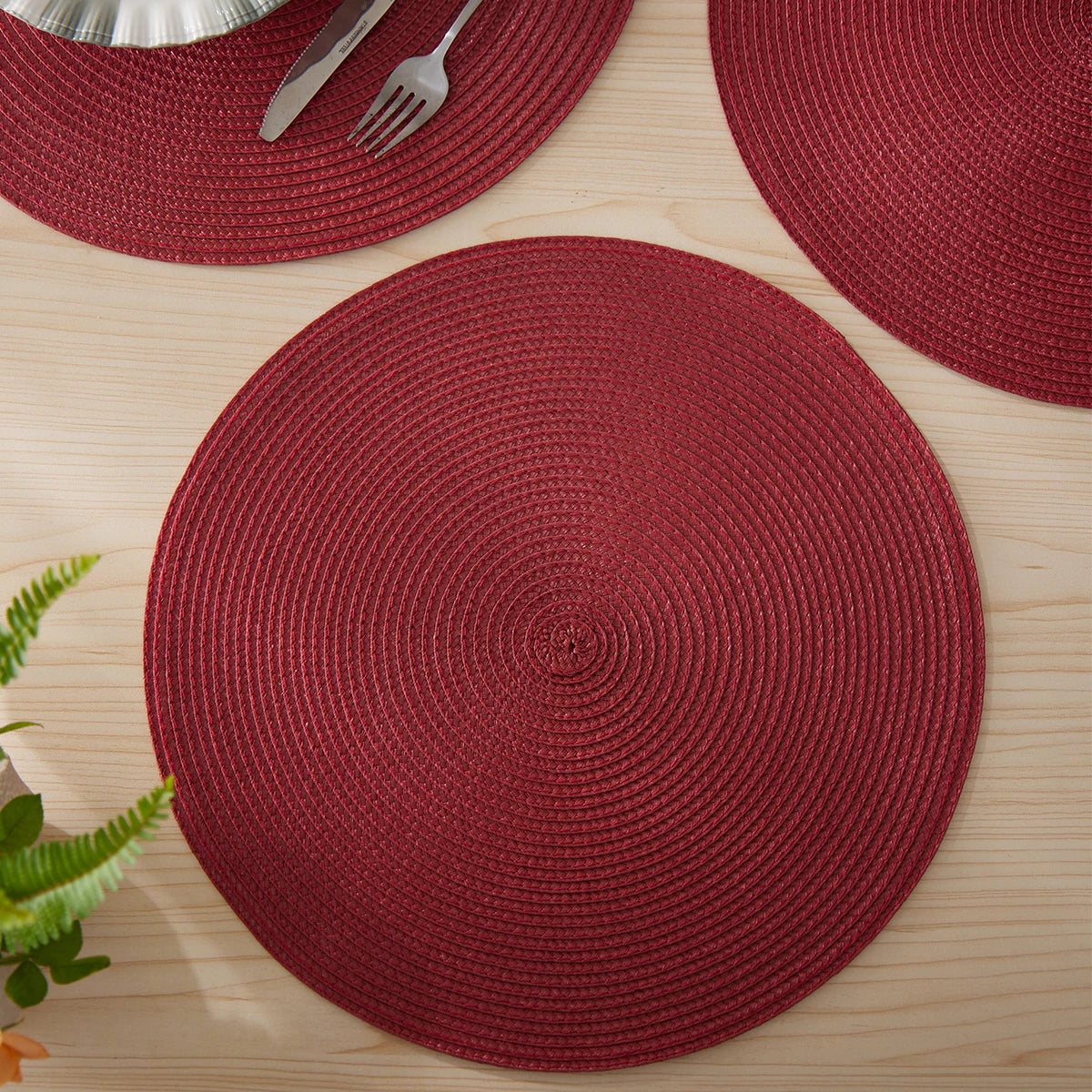 Round Braided Placemats Set of 4 Washable - COLORII