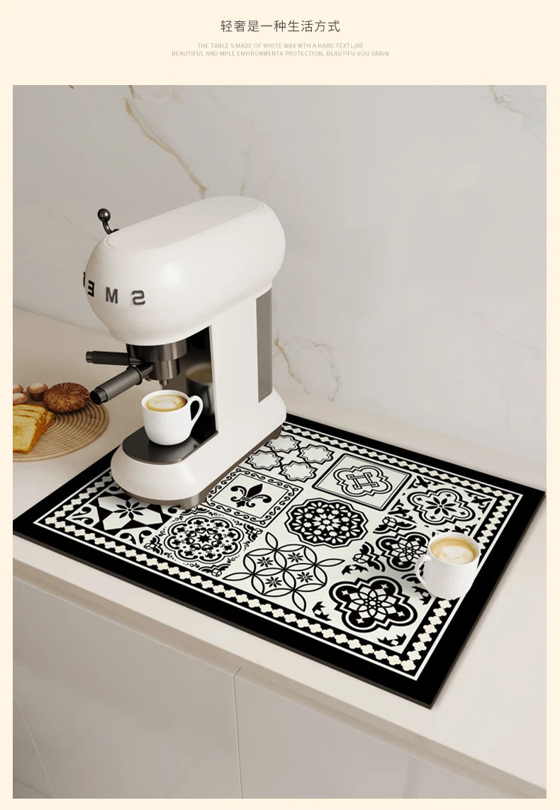 Coffee Mat Quick Drying Draining Board - RETRO