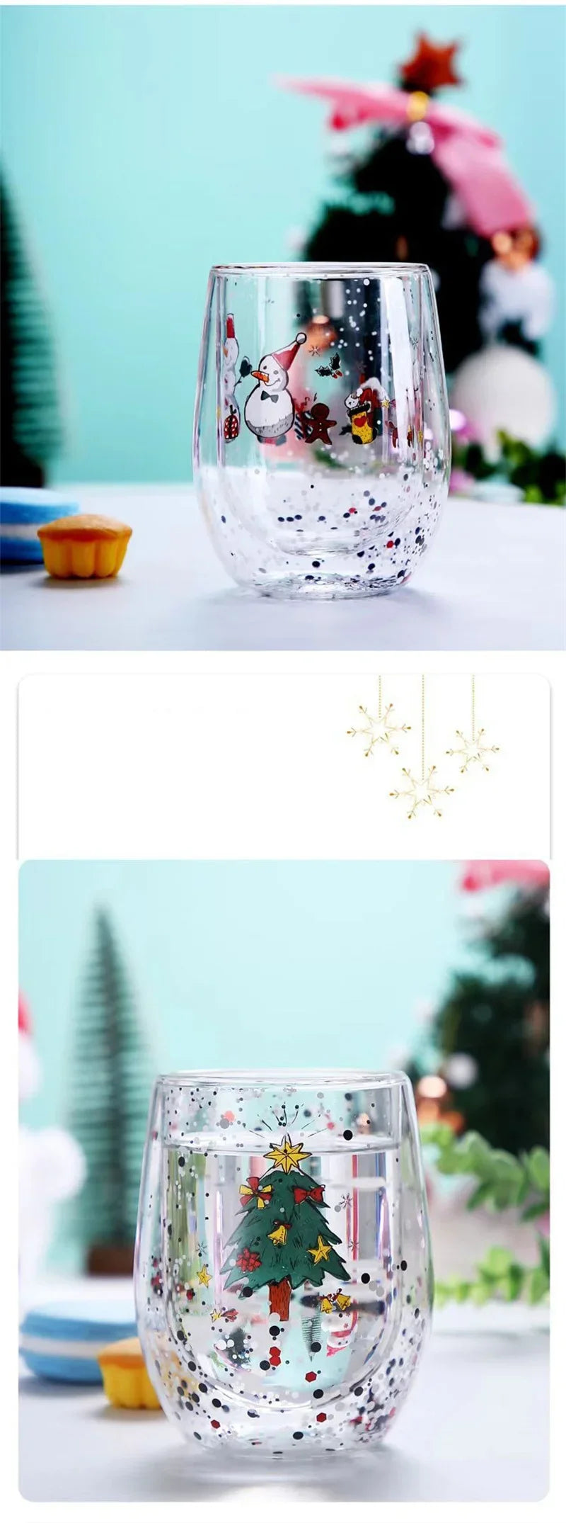 Christmas Double Wall Glass cups - JOLLY
