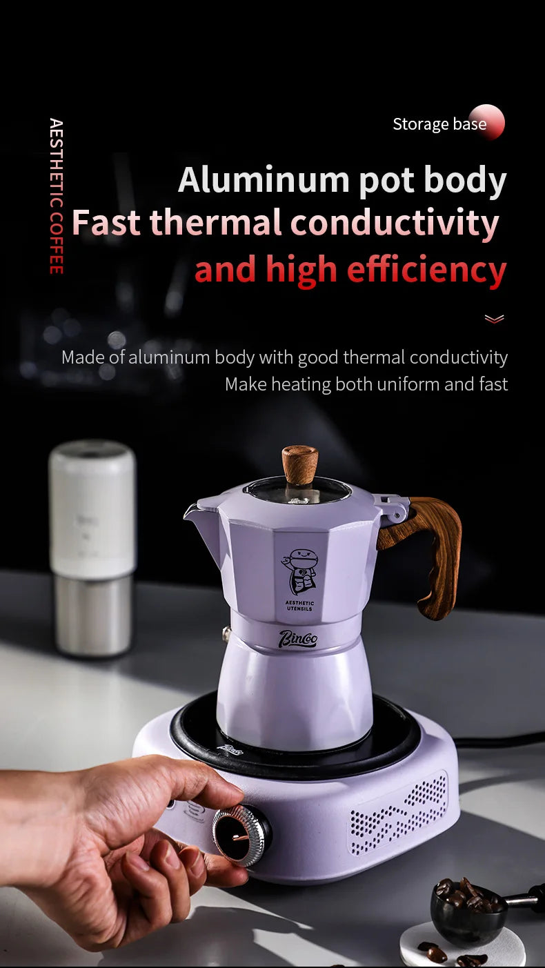 Stylish Moka Pot - WHITE BLACK PURPLE