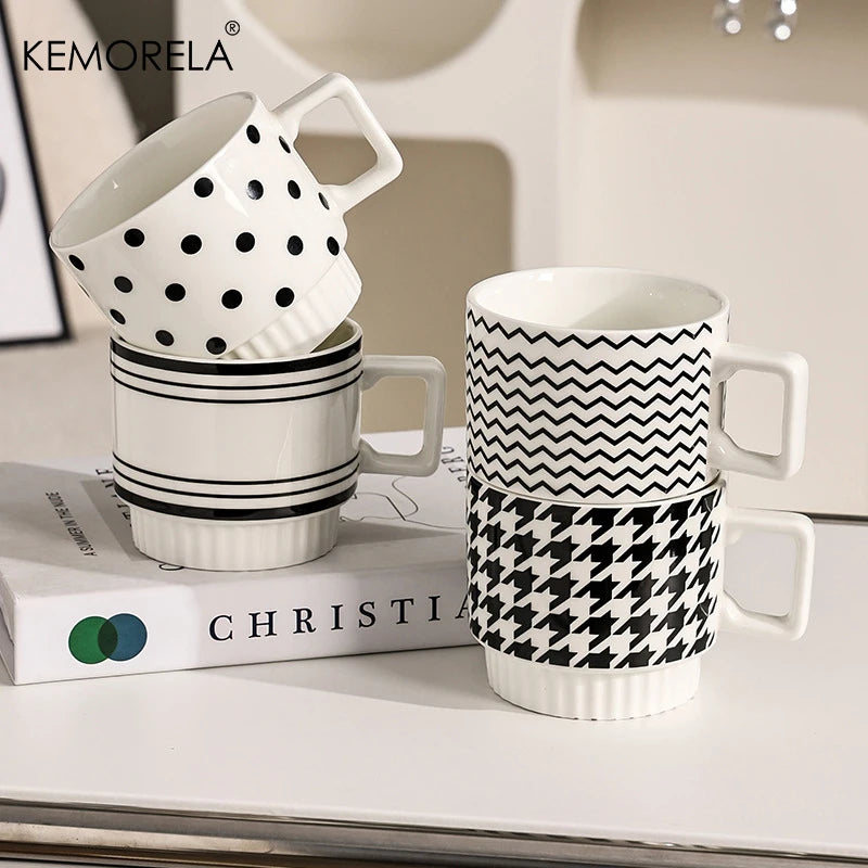1PCS Designer Ceramic Mug - B&W MOTIF