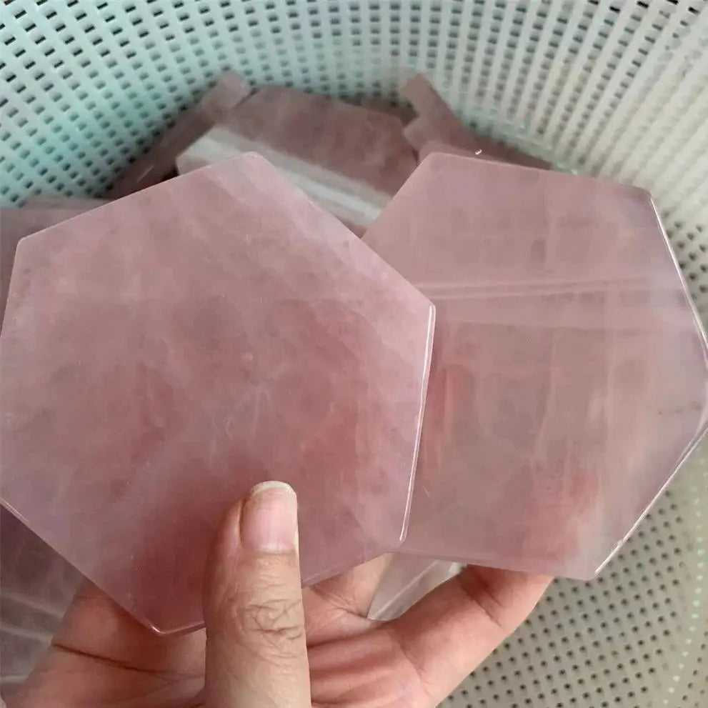 Rose quartz crystal Coaster  - ROSA