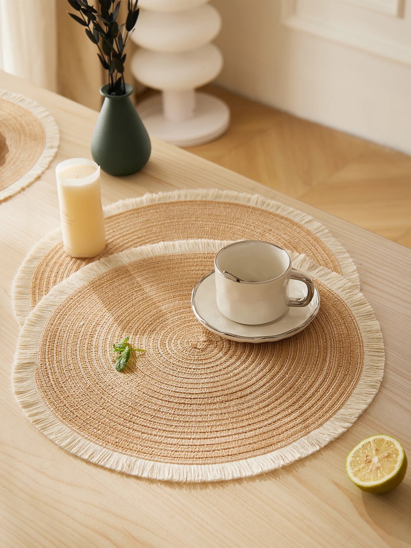Set of 4 Fringe Woven Placemats - FRANGIA