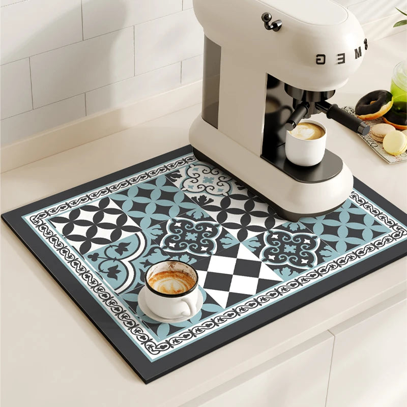 Coffee Mat Quick Drying Draining Board - RETRO