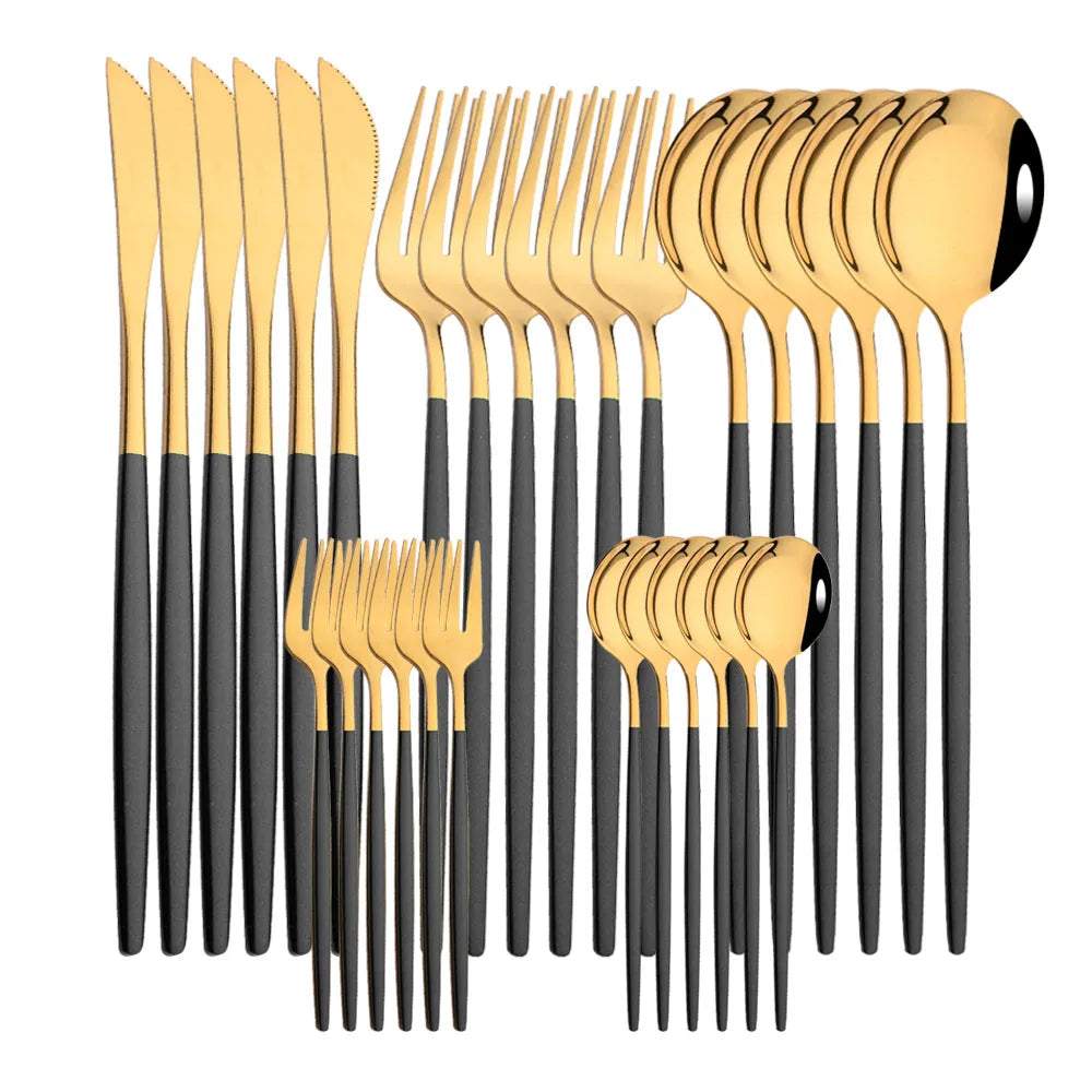 30Pcs/Set Stainless Steel Multi Colored Dinnerware Set - SHINE