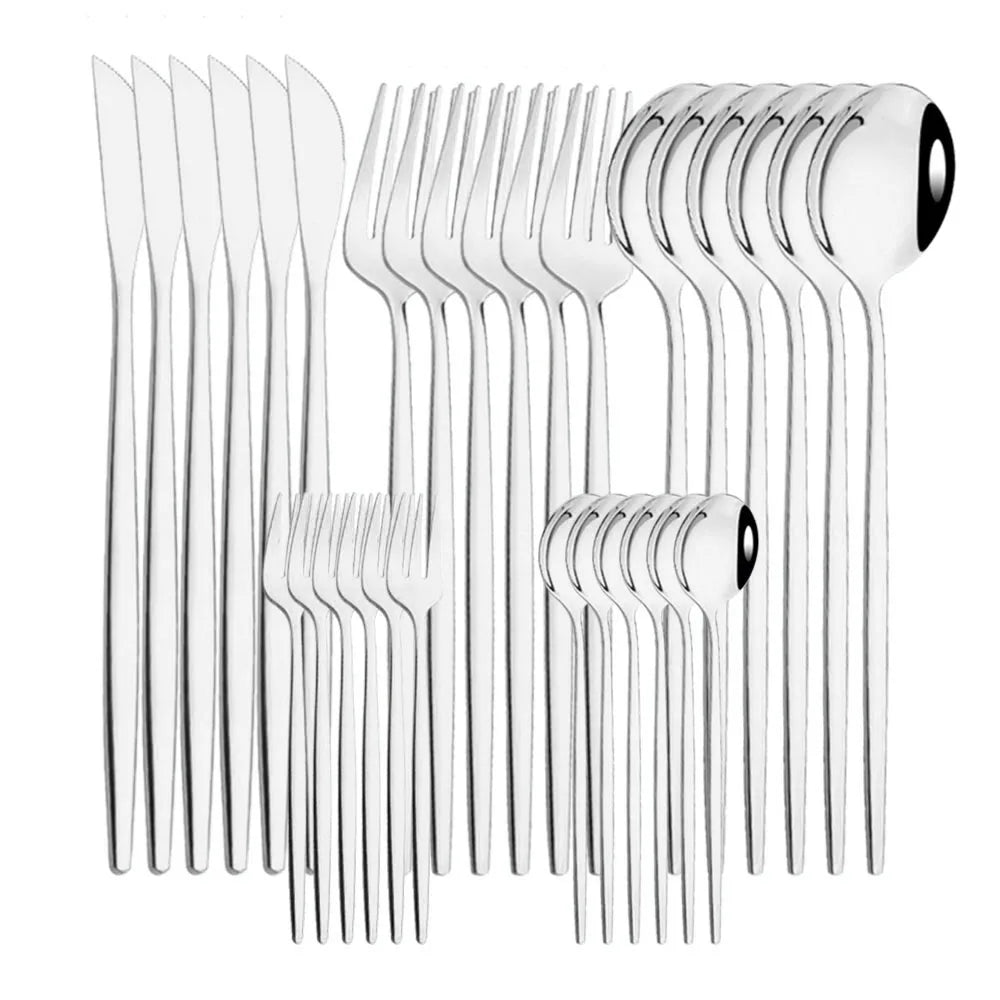 30Pcs/Set Stainless Steel Multi Colored Dinnerware Set - SHINE