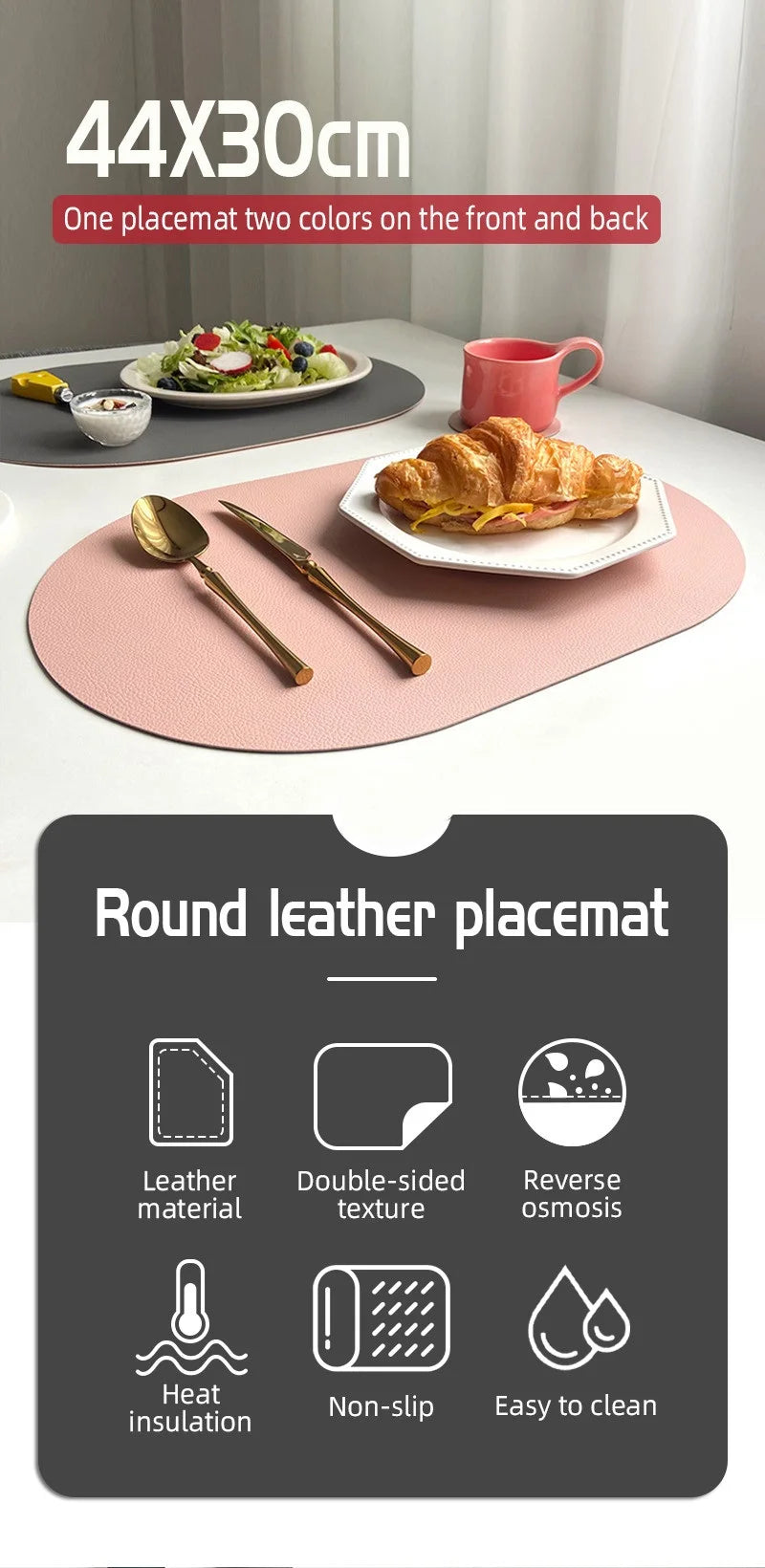 Oval Reversible Faux Leather Placemats - OVALE