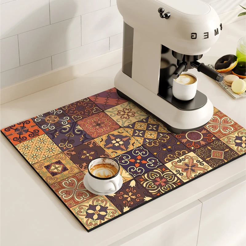 Coffee Mat Quick Drying Draining Board - RETRO