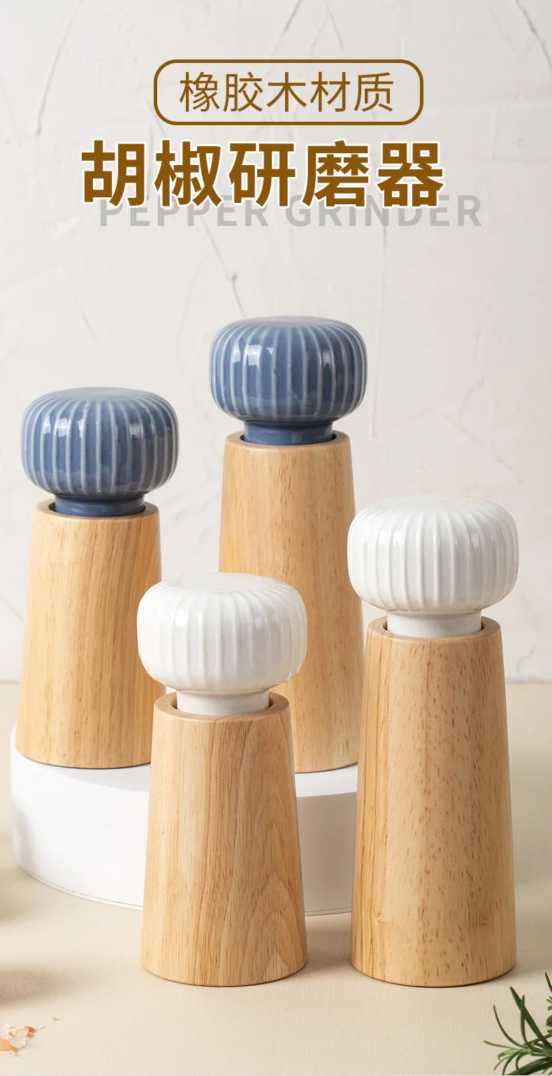 Ceramic and Wood Mill Salt and Pepper Grinder - CRUNCH