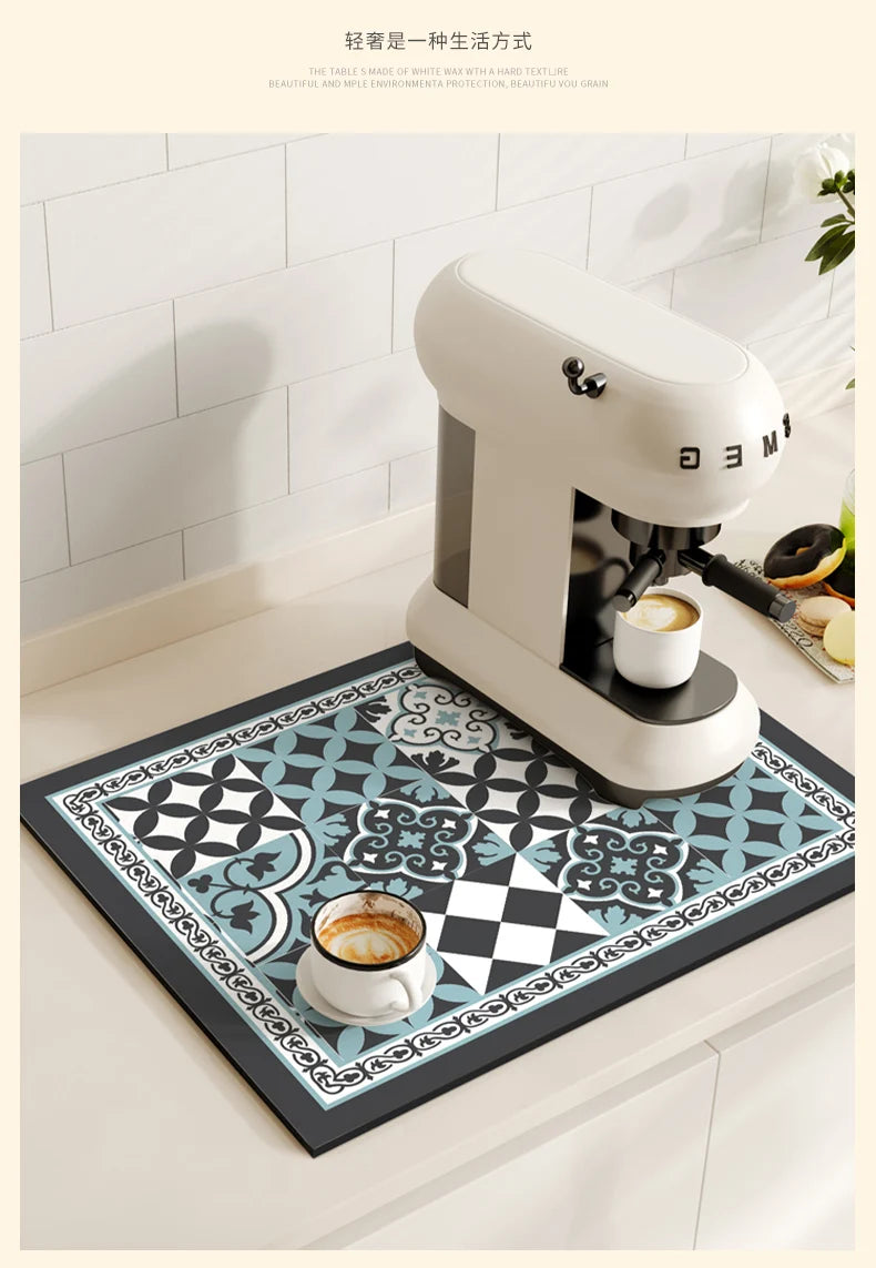 Coffee Mat Quick Drying Draining Board - RETRO