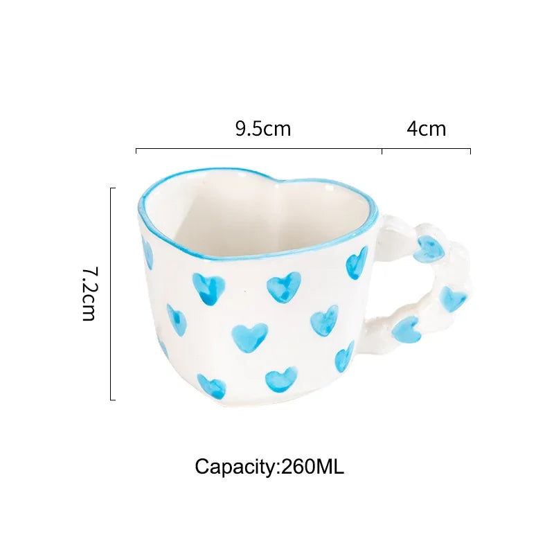 Heart Shape Coffee cup with Saucer Hand Painted - ROMANTIC