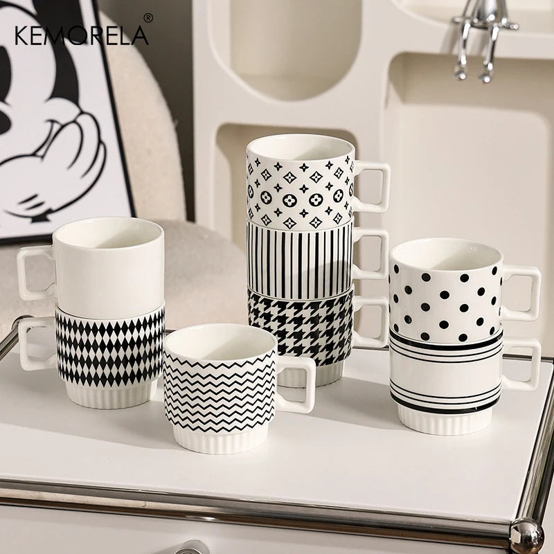 1PCS Designer Ceramic Mug - B&W MOTIF