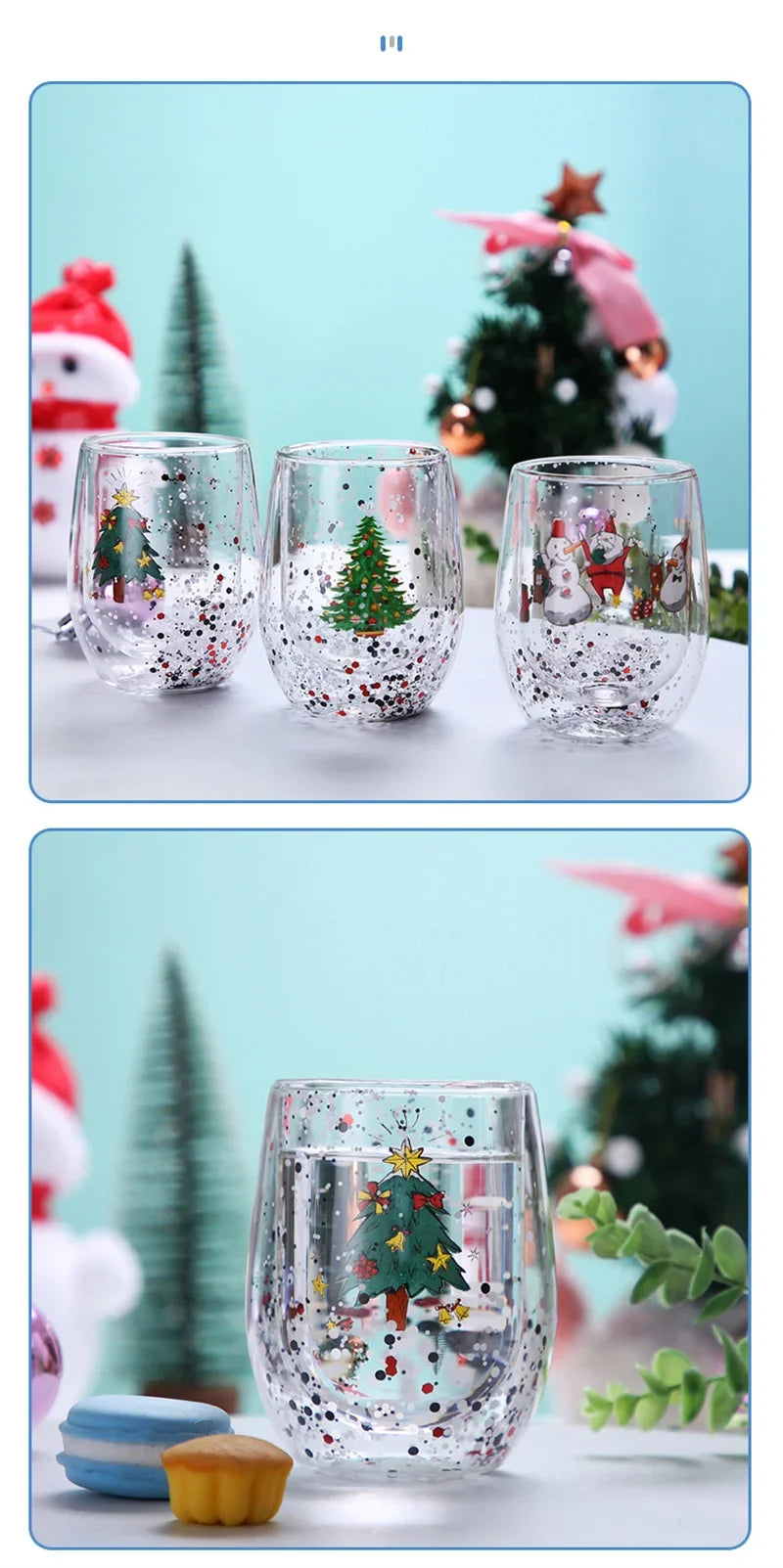 Christmas Double Wall Glass cups - JOLLY