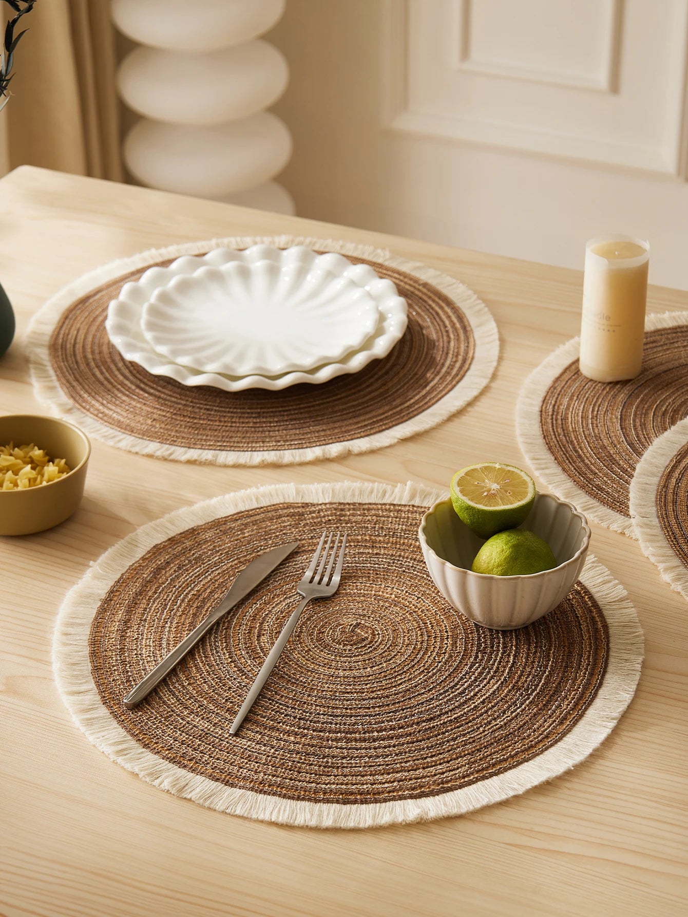 Set of 4 Fringe Woven Placemats - FRANGIA