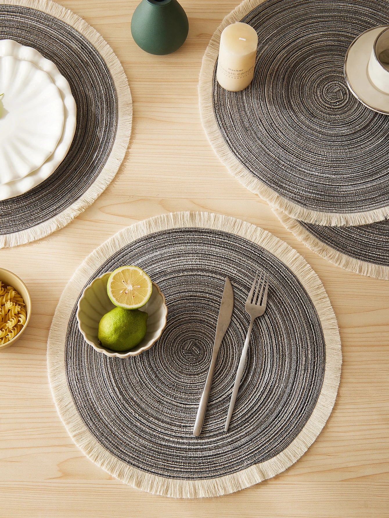 Set of 4 Fringe Woven Placemats - FRANGIA