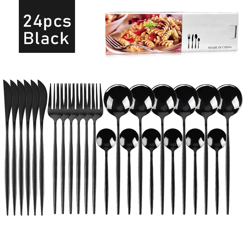 24pcs Dinnerware Set Stainless Steel Tableware - CENA