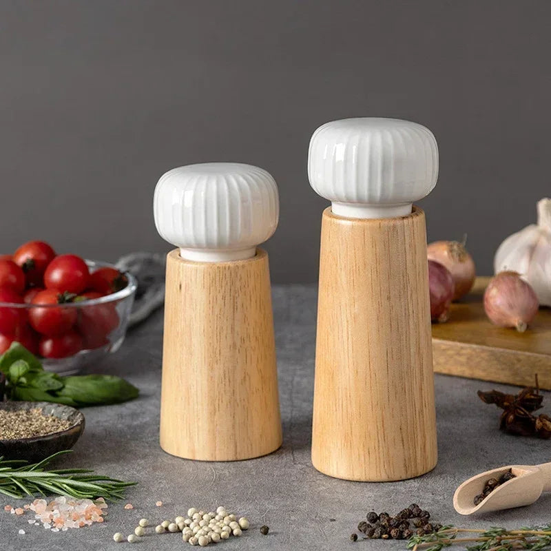 Ceramic and Wood Mill Salt and Pepper Grinder - CRUNCH
