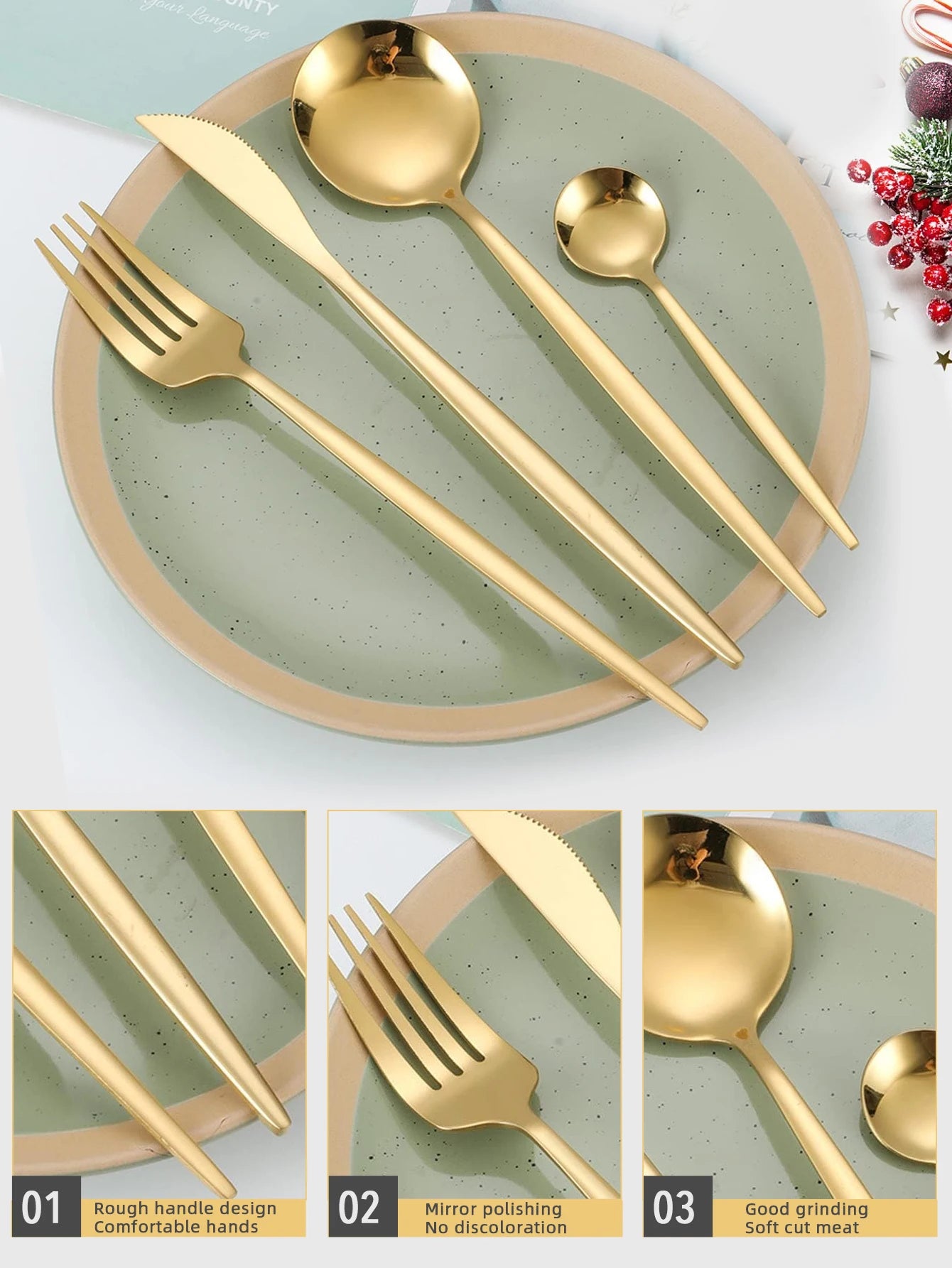 24pcs Dinnerware Set Stainless Steel Tableware - CENA