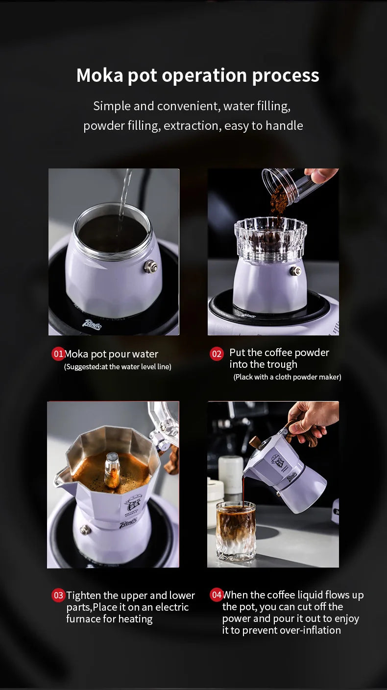 Stylish Moka Pot - WHITE BLACK PURPLE