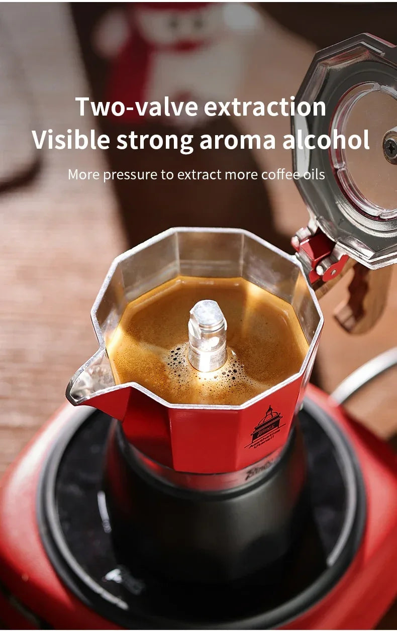 Electric Coffee Moka Pot - BLACK AND RED