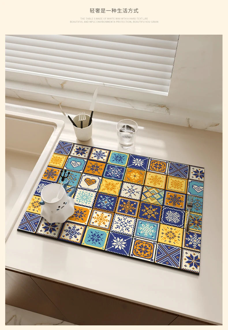 Coffee Mat Quick Drying Draining Board - RETRO