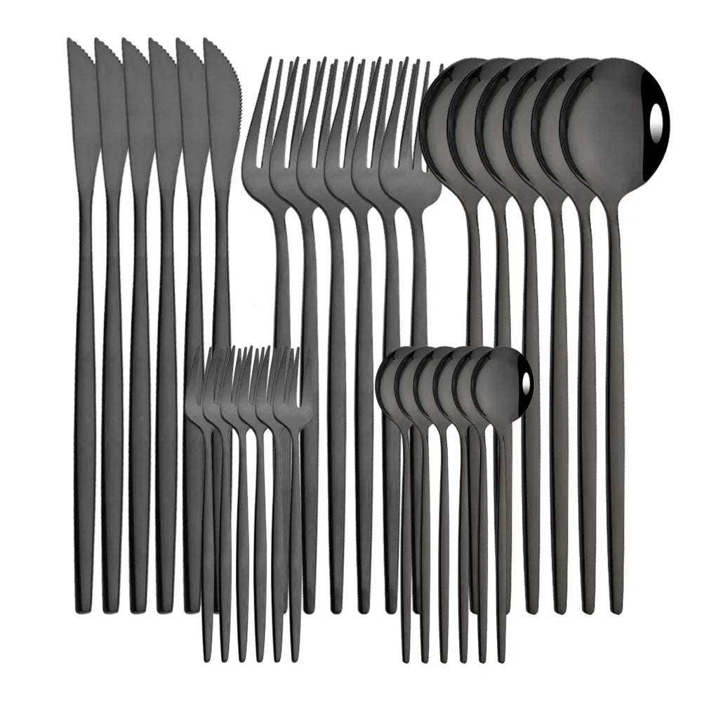30Pcs/Set Stainless Steel Multi Colored Dinnerware Set - SHINE